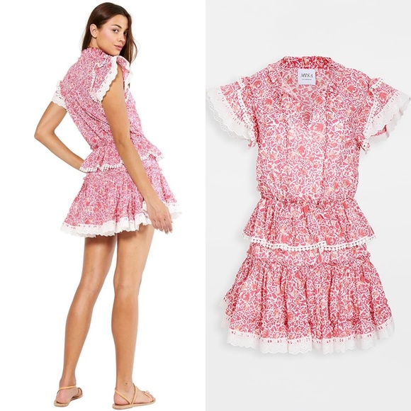Misa Los Angeles Lilian Dress in Pink Animal Floral - Picture 2 of 10